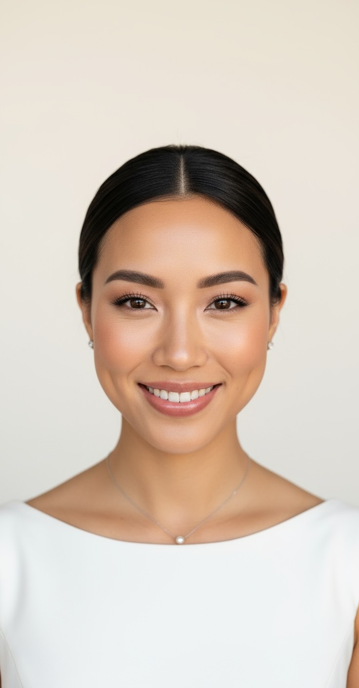 After Sleek Low Bun Wedding Hair